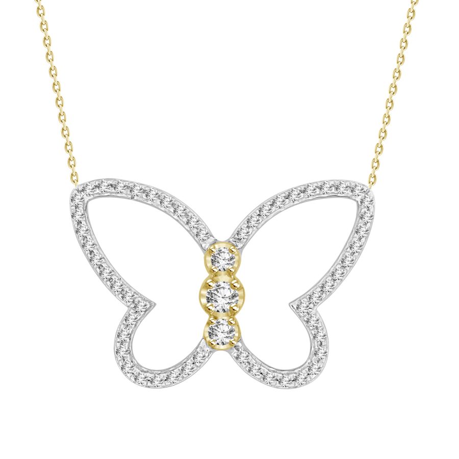 18898964_232618WY-38968.jpg LADIES PENDANT WITH CHAIN 0.20CT ROUND DIAMOND 10K WHITE/YELLOW GOLD - Image 1
