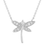 LADIES PENDANT WITH CHAIN 0.10CT ROUND DIAMOND 10K WHITE GOLD