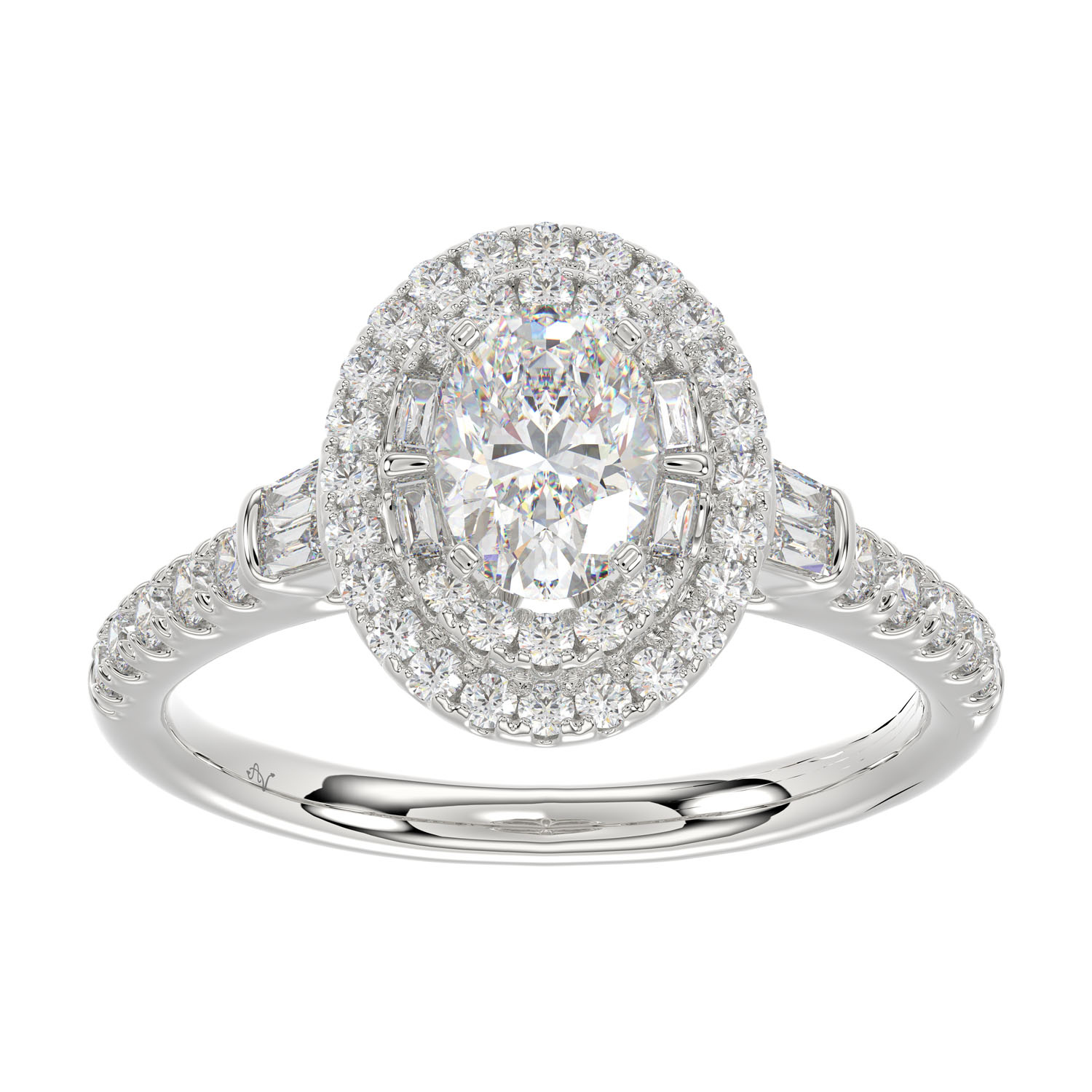 18981334_260349W.jpg LADIES BIRDAL RING 1.50CT ROUND/BAGUETTE/OVAL DIAMOND 14K WHITE GOLD (SI QUALITY) (CENTER STONE 0.75CT OVAL DIAMOND) - Image 1