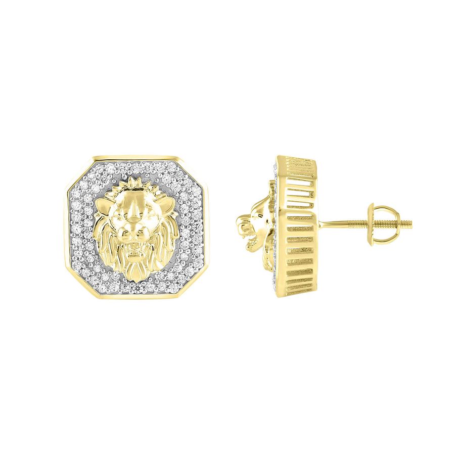 18981459_235327Y.jpg MEN'S STUD EARRINGS 0.50CT ROUND DIAMOND 10K YELLOW GOLD - Image 1