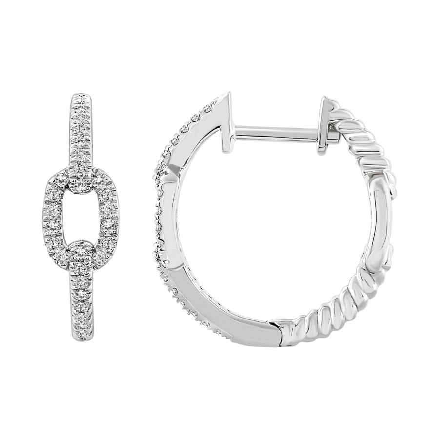 18981580_276160W.jpg LADIES HOOP EARRINGS 0.15CT ROUND DIAMOND 10K WHITE GOLD - Image 1