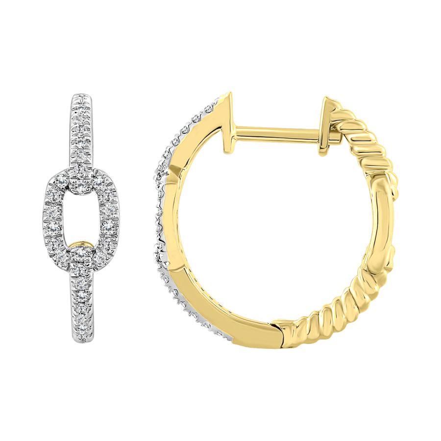 18981583_276160Y.jpg LADIES HOOP EARRINGS 0.15CT ROUND DIAMOND 10K YELLOW GOLD - Image 1