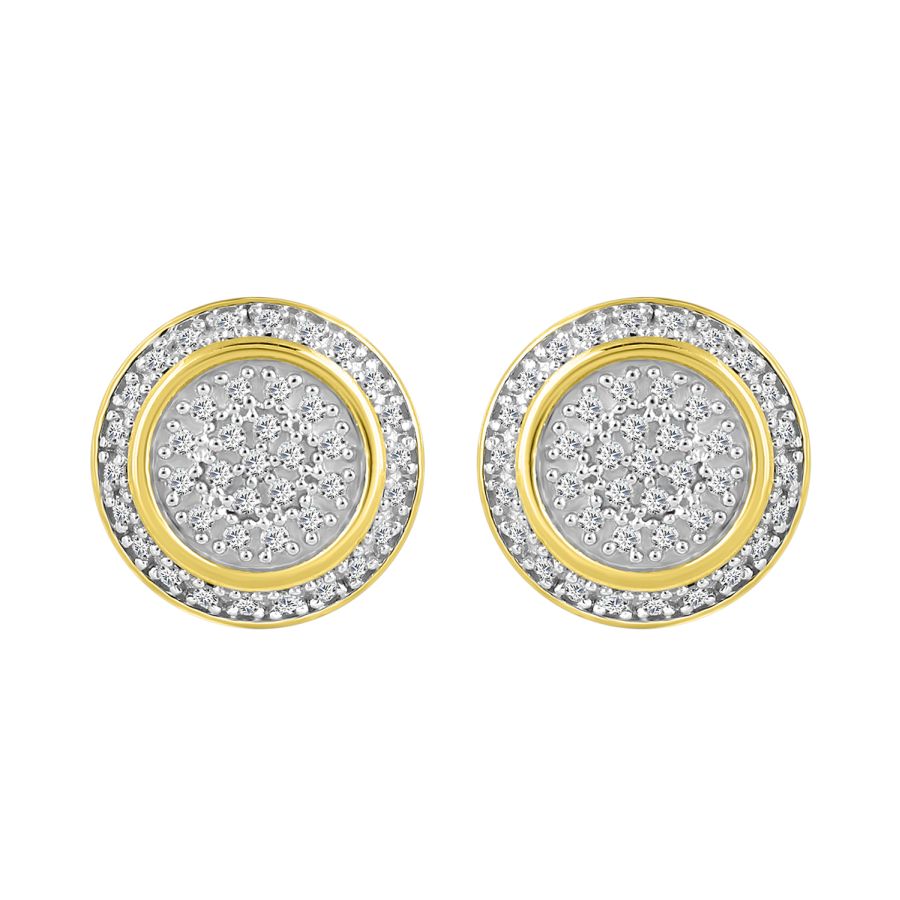 18981805_284049Y.jpg MEN'S STUD EARRINGS 0.25CT ROUND DIAMOND 10K YELLOW GOLD - Image 1