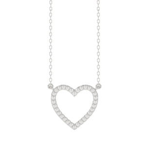 LADIES NECKLACE 0.10CT ROUND DIAMOND 10K WHITE GOLD