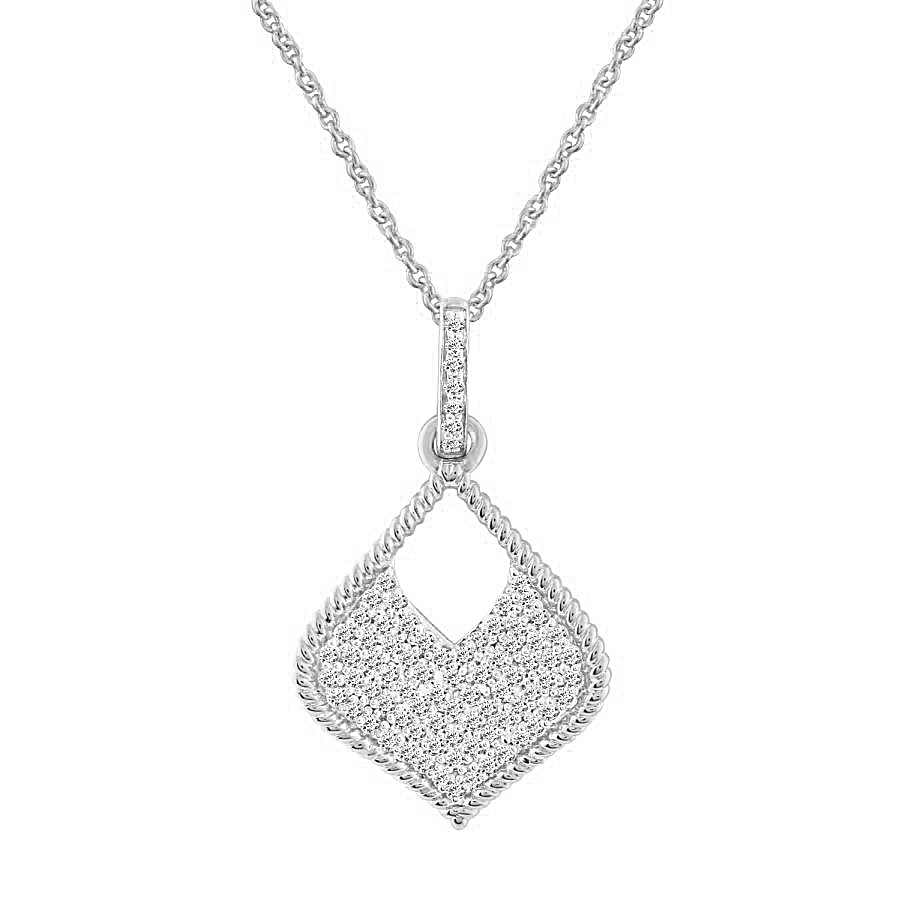 18981934_296742W.jpg LADIES PENDANT WITH CHAIN 0.12CT ROUND DIAMOND 10K WHITE GOLD - Image 1
