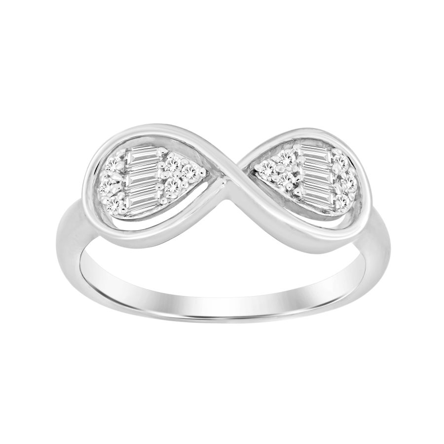 18981955_290530W.jpg LADIES RING 0.16CT ROUND/BAGUETTE DIAMOND 10K WHITE GOLD - Image 1