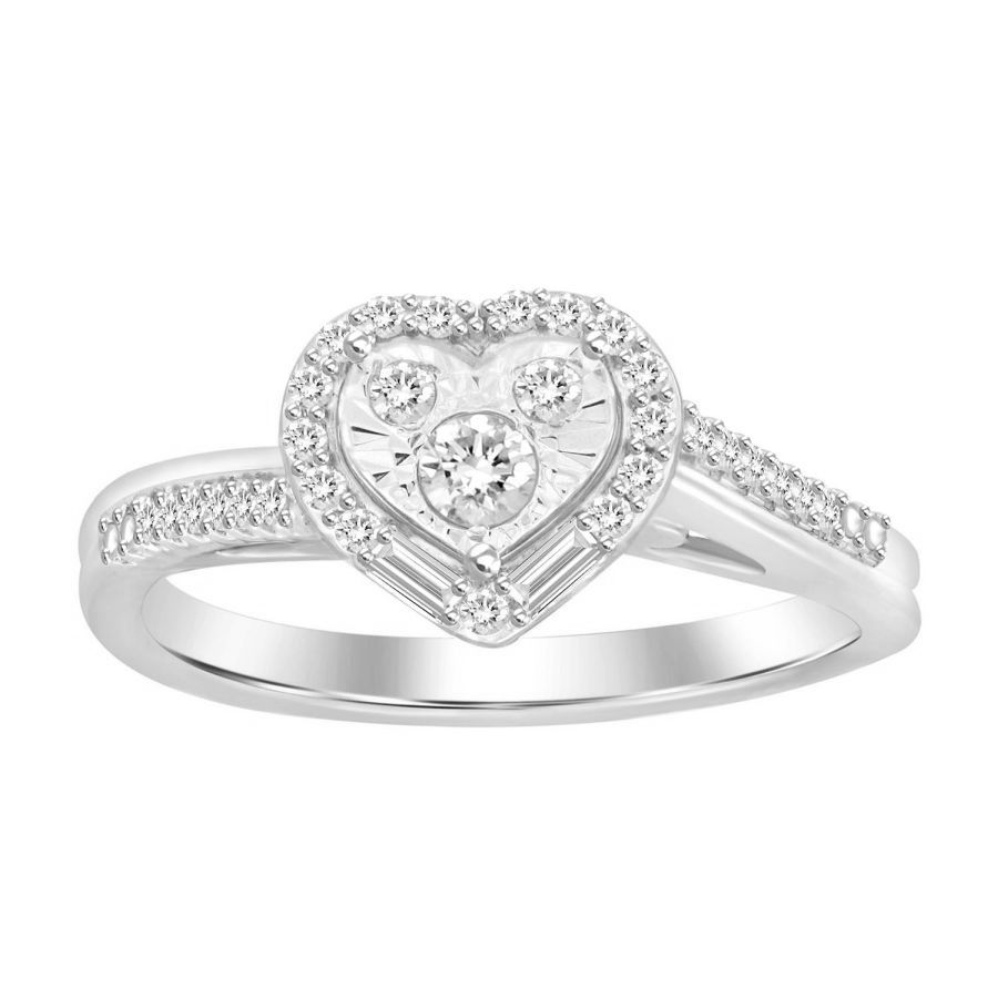 18981970_245569W.jpg LADIES RING 0.25CT ROUND/BAGUETTE DIAMOND 10K WHITE GOLD - Image 1
