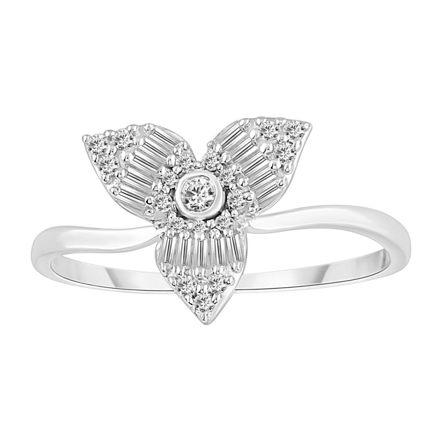 18981972_283949W.jpg LADIES RING 0.25CT ROUND/BAGUETTE DIAMOND 10K WHITE GOLD - Image 1