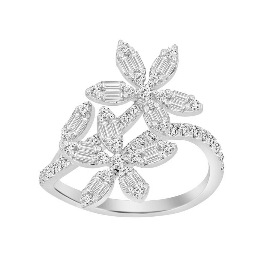 18981997_286338W.jpg LADIES RING 0.75CT ROUND/BAGUETTE DIAMOND 14K WHITE GOLD - Image 1