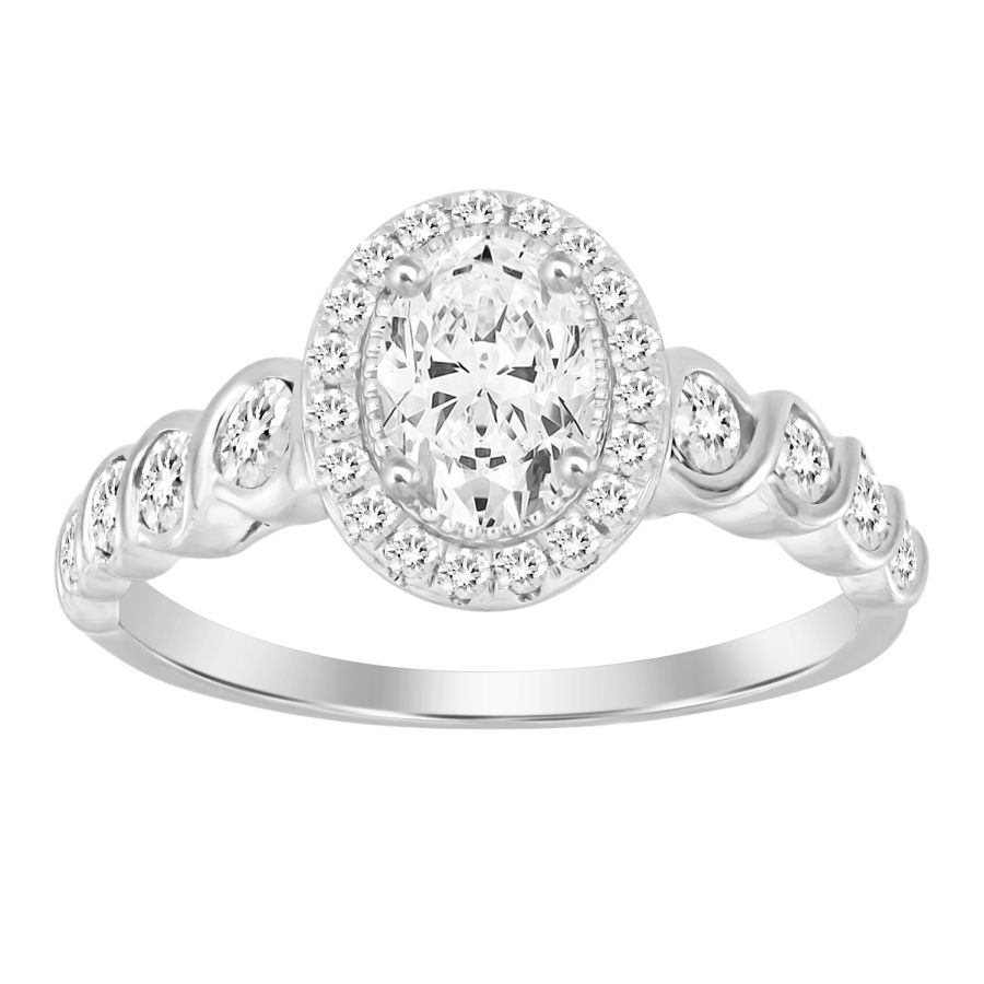 18982008_244214W-A.jpg LADIES RING 1.00CT ROUND DIAMOND 14K WHITE GOLD (SI QUALITY) (CENTER STONE 0.50CT OVAL DIAMOND) - Image 1