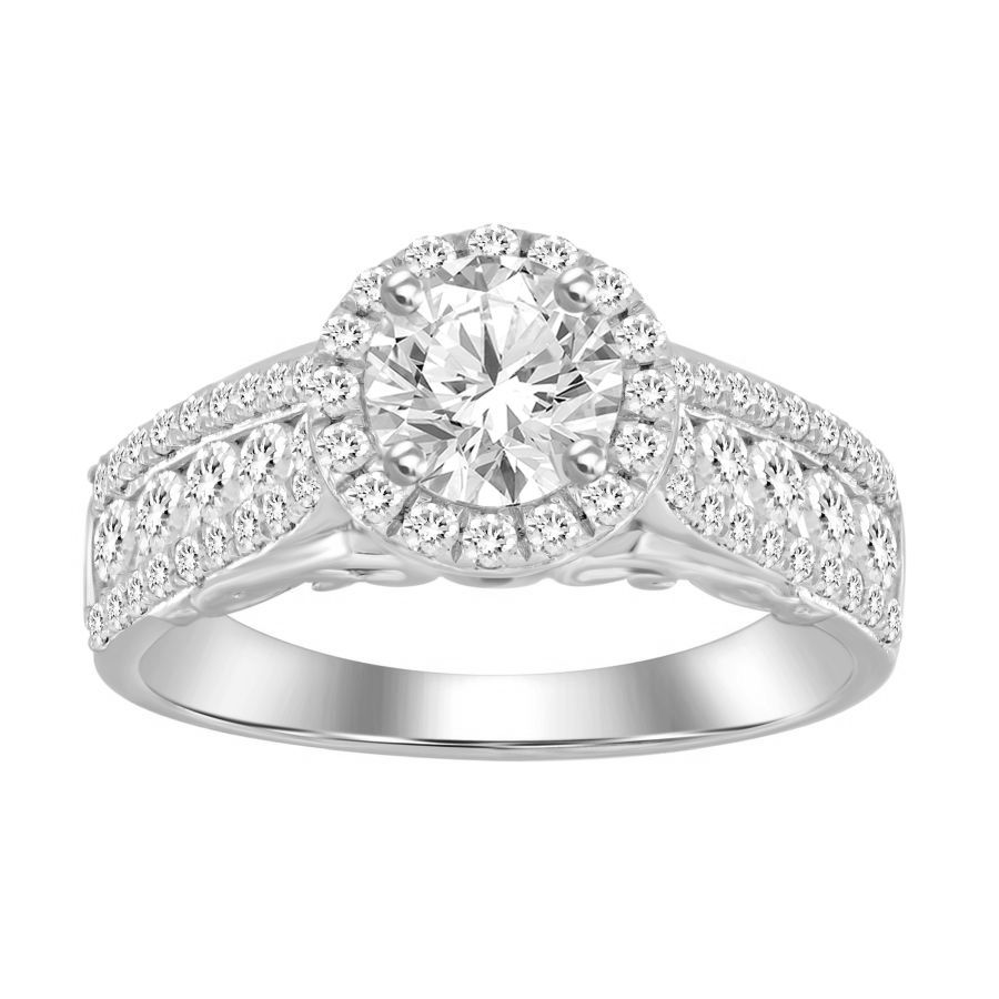 18982018_243593W-A.jpg LADIES RING 1.55CT ROUND DIAMOND 14K WHITE GOLD (SI QUALITY) (CENTER STONE 0.75CT ROUND DIAMOND) - Image 1