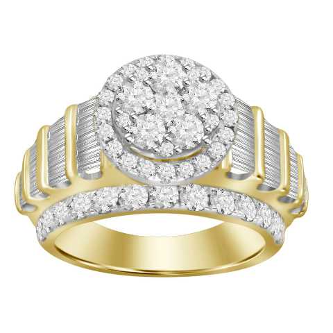 18982024_82288Y.jpg LADIES RING 3.00CT ROUND/BAGUETTE DIAMOND 10K YELLOW GOLD - Image 1