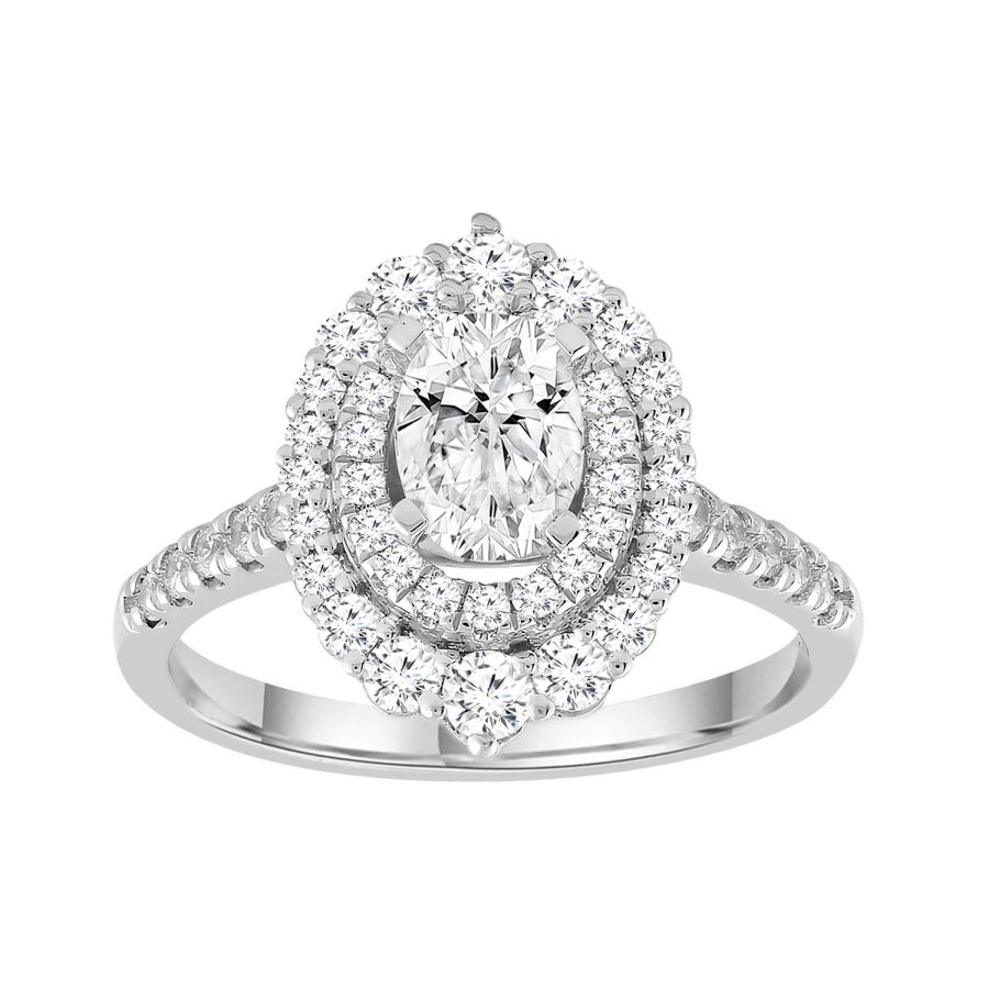 18982035_245715W-AB.jpg LADIES RING SEMI MOUNT 0.75CT ROUND DIAMOND 14K WHITE GOLD (CENTER STONE 1.00CT OVAL DIAMOND) - Image 1