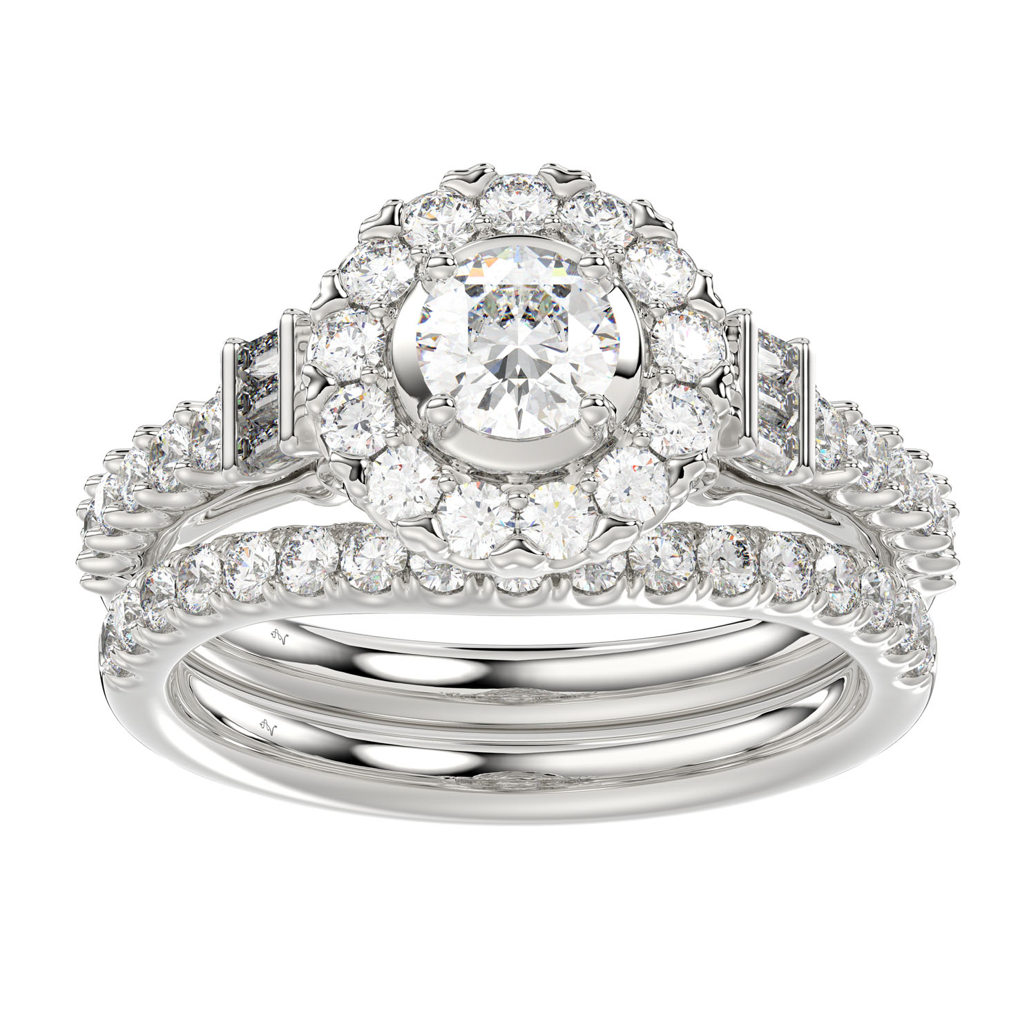 18982036_256730W.jpg LADIES RING 1.50CT ROUND/BAGUETTE DIAMOND 14K WHITE GOLD (SI QUALITY) (CENTER STONE 0.50CT ROUND DIAMOND) - Image 1
