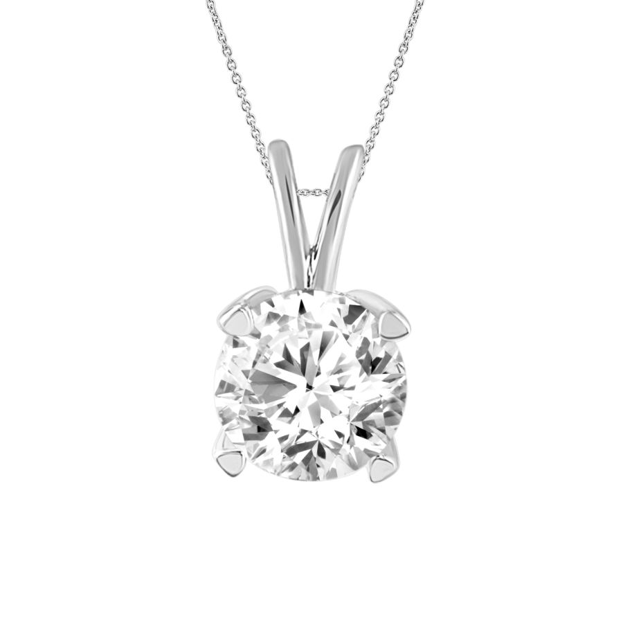 18982046_67897W.jpg SOLITAIRE LADIES PENDANTS WITH CHAIN 0.25CT ROUND DIAMOND 14K WHITE GOLD - Image 1