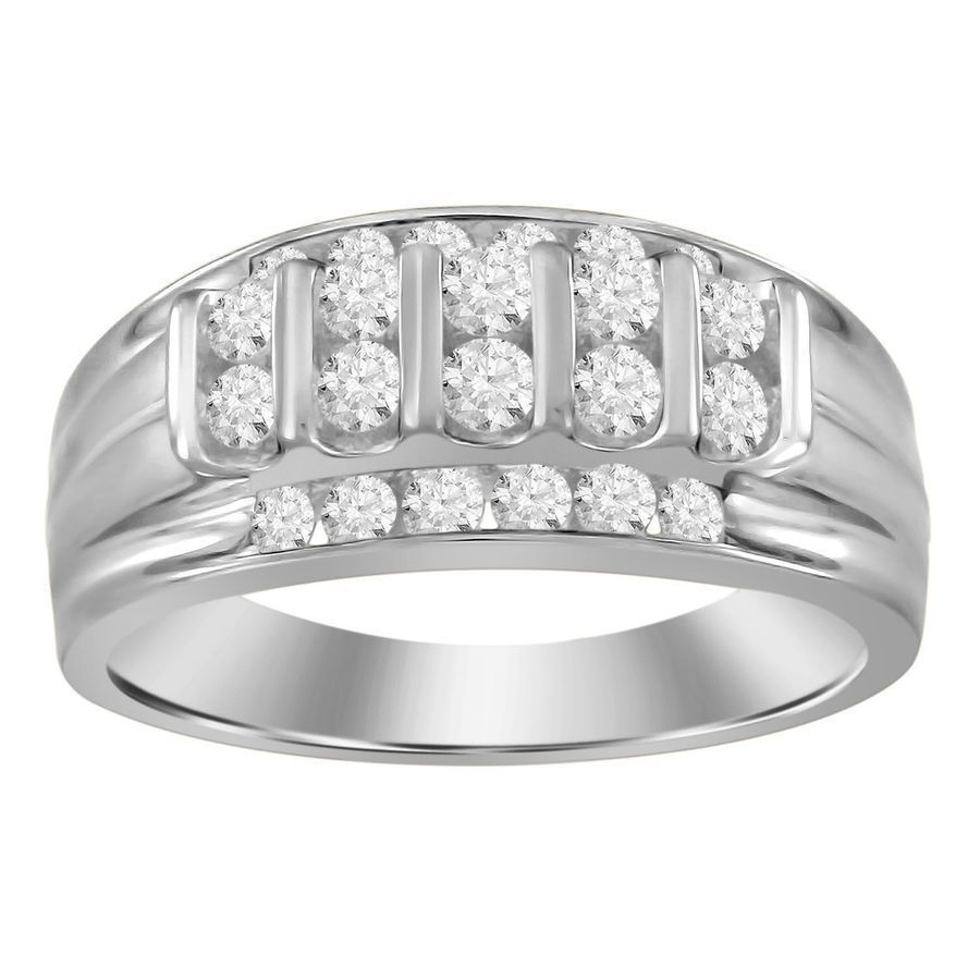 18982066_78101W.jpg MEN'S BAND 1.00CT ROUND DIAMOND 10K WHITE GOLD - Image 1