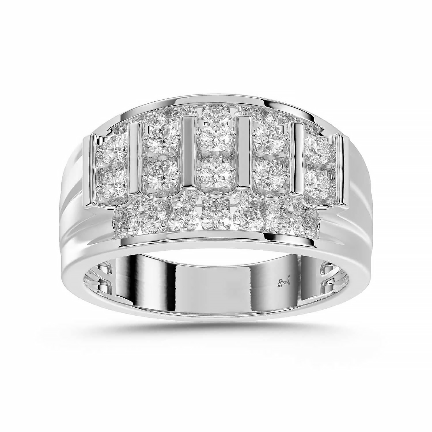 18982073_78984W.jpg MEN'S BAND 1.50CT ROUND DIAMOND 10K WHITE GOLD - Image 1