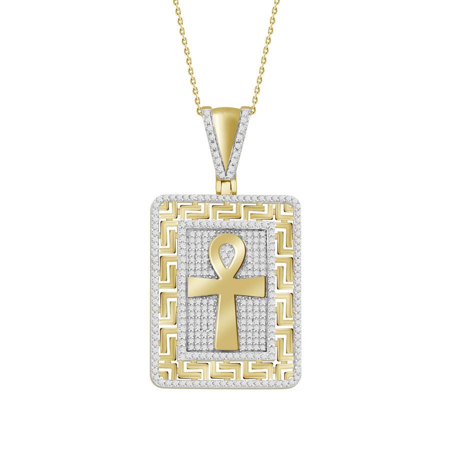 18982118_214563Y.jpg MEN'S CHARM 0.70CT ROUND DIAMOND 10K YELLOW GOLD - Image 1