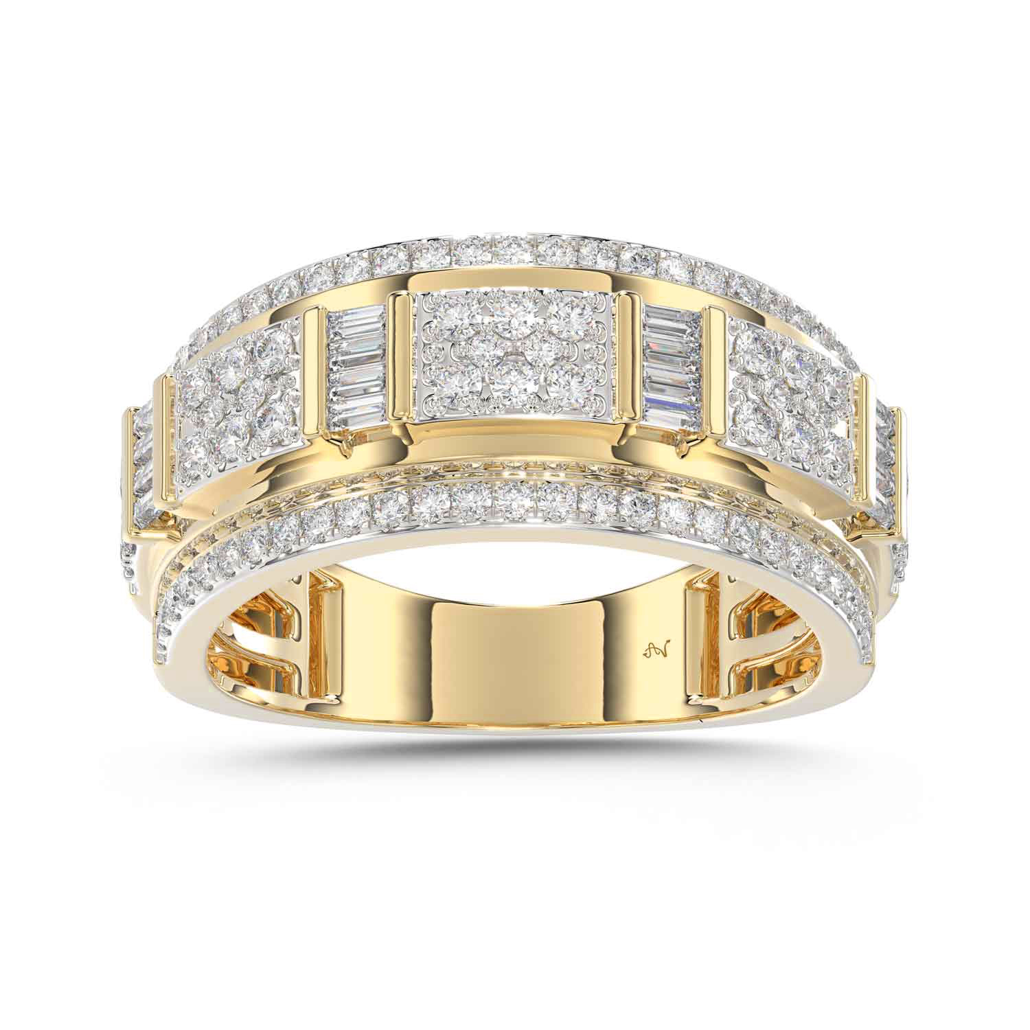 18982191_238229Y.jpg MEN'S BAND 1.00CT ROUND/BAGUETTE DIAMOND 10K YELLOW GOLD - Image 1