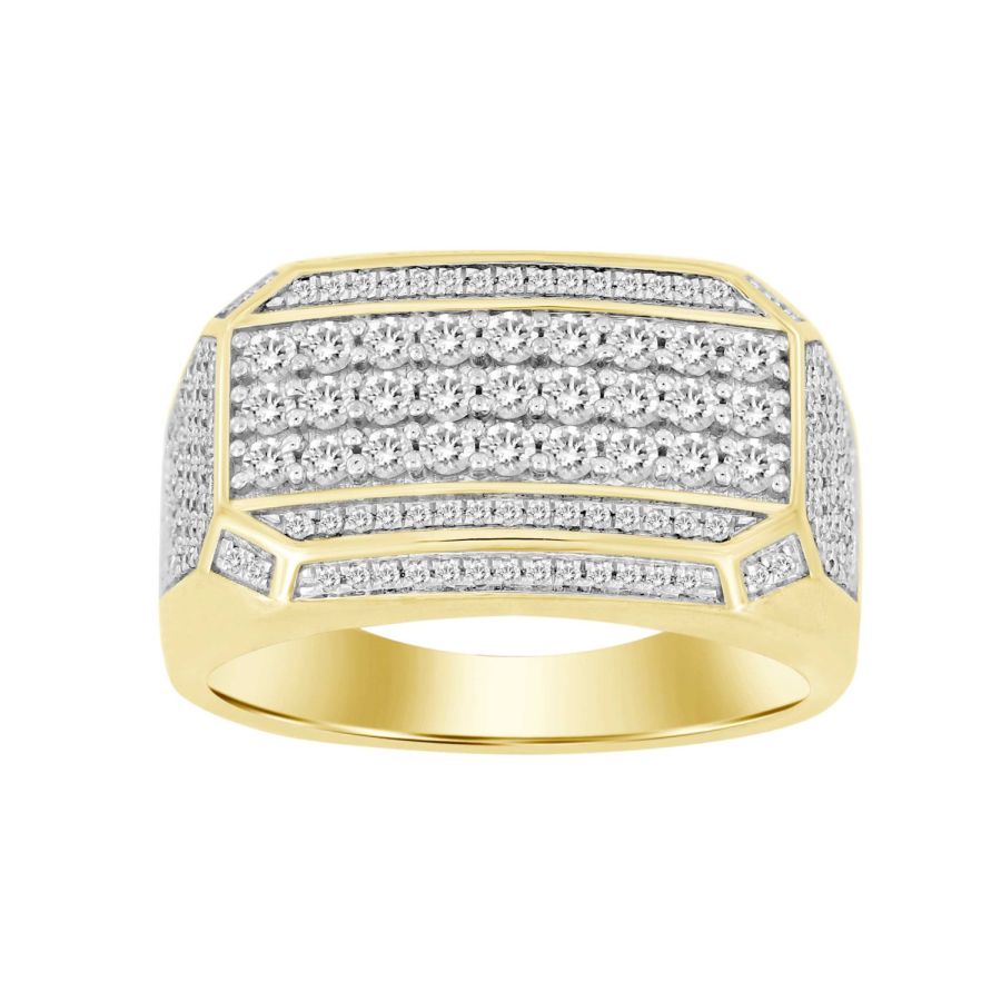 18982199_293655Y.jpg MEN'S RING 1.00CT ROUND DIAMOND 10K YELLOW GOLD - Image 1