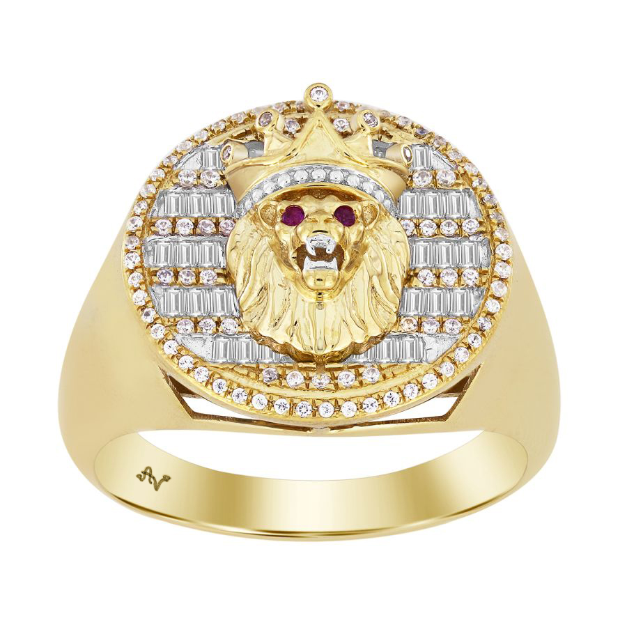 18982219_267798Y.jpg MEN'S RING 0.50CT ROUND/BAGUETTE DIAMOND 10K YELLOW GOLD - Image 1