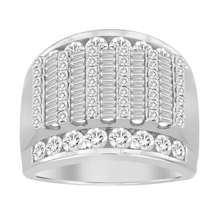 18982240_243713W.jpg MEN'S RING 3.00CT ROUND/BAGUETTE DIAMOND 10K WHITE GOLD - Image 1