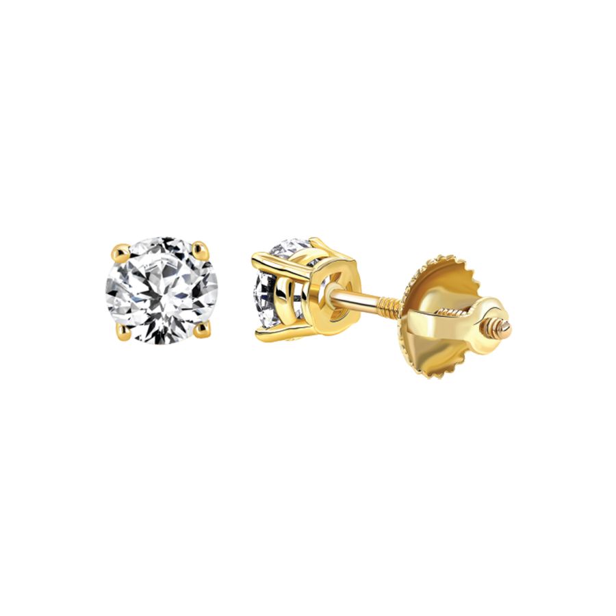 18982326_64189Y.jpg LADIES SOLITAIRE EARRINGS 0.50CT ROUND DIAMOND 14K YELLOW GOLD - Image 1