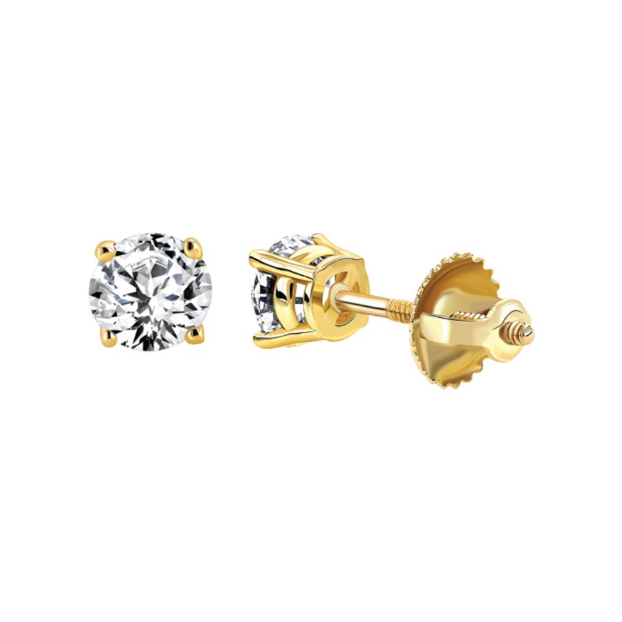 18982337_63291Y.jpg LADIES SOLITAIRE EARRINGS 1.00CT ROUND DIAMOND 14K YELLOW GOLD - Image 1