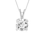 LADIES SOLITAIRE PENDANT 1.00CT ROUND DIAMOND 14K WHITE GOLD