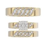 LADIES TRIOS SET 0.33CT ROUND DIAMOND 10K YELLOW GOLD - Image 5