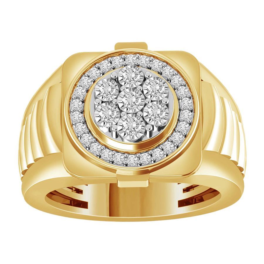 18982481_219036Y.jpg MEN'S RING 0.50CT ROUND DIAMOND 10K YELLOW GOLD - Image 1