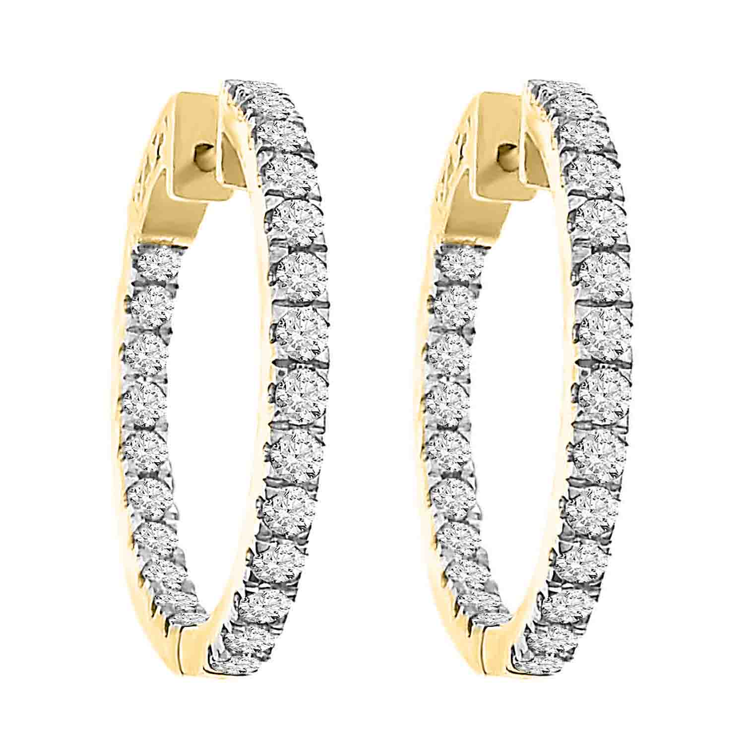 18982619_78159Y.jpg LADIES HOOP EARRINGS 2.00CT ROUND DIAMOND 14K YELLOW GOLD (SI QUALITY) - Image 1