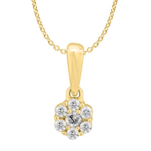 LADIES PENDANT WITH CHAIN 0.15CT ROUND DIAMOND 14K YELLOW GOLD