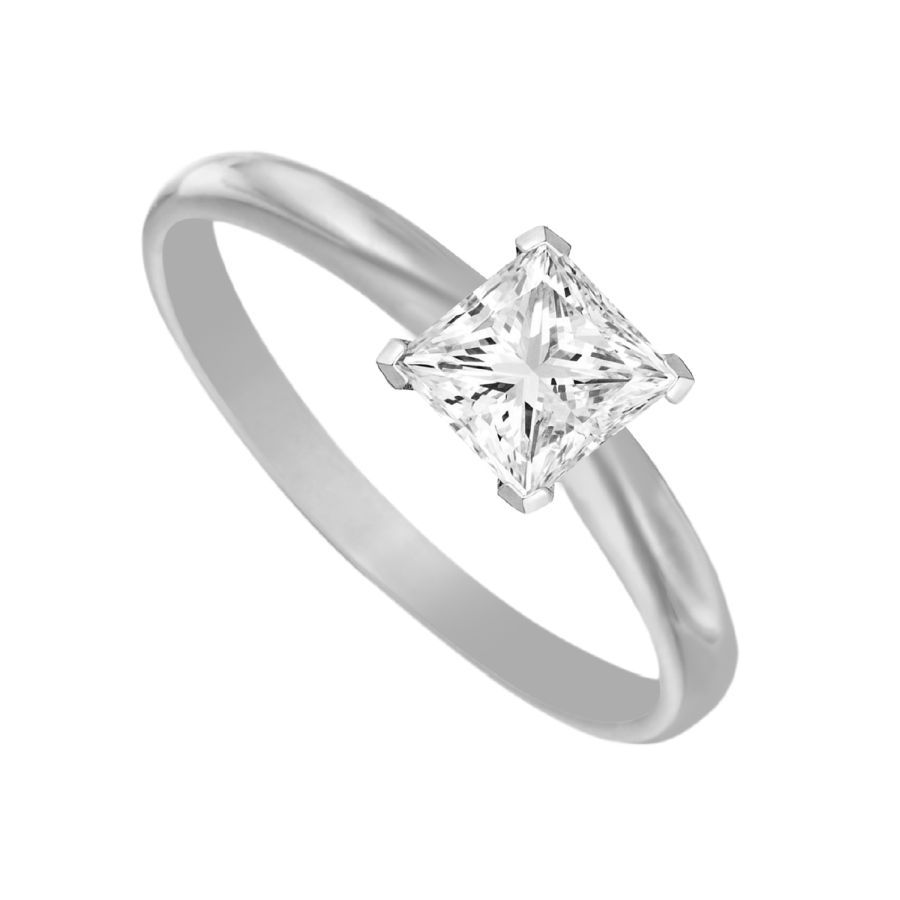 18982831_61820W.jpg SOLITAIRE LADIES RING 0.20CT PRINCESS DIAMOND 14K WHITE GOLD - Image 1