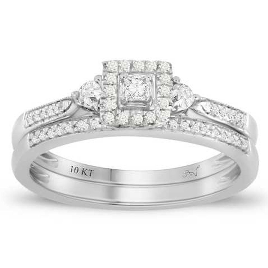 18982843_74665W.jpg LADIES RING 0.25CT ROUND/PRINCESS DIAMOND 10K WHITE GOLD - Image 1