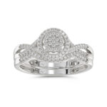 LADIES BRIDAL SET 0.25CT ROUND DIAMOND 10K WHITE GOLD