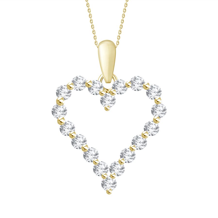 18982954_205350Y.jpg LADIES HEART PENDANT 0.25CT ROUND DIAMOND 14K YELLOW GOLD - Image 1
