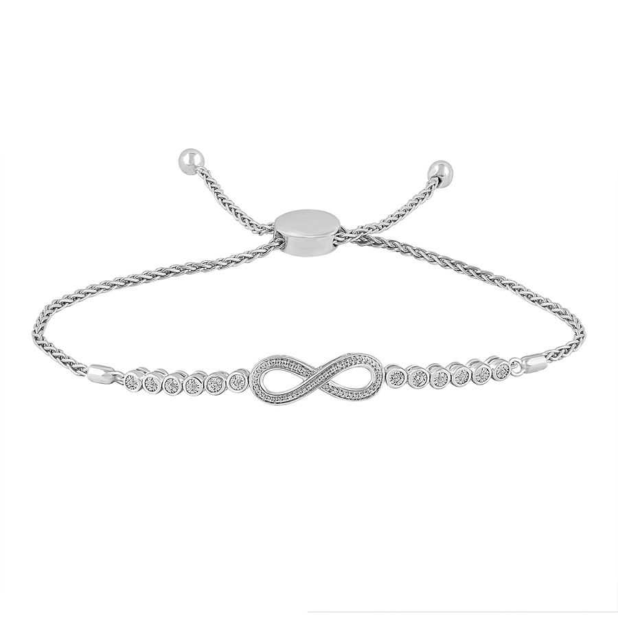 18982965_206114W.jpg LADIES BRACELET 0.15CT ROUND DIAMOND STERLING SILVER/WHITE GOLD - Image 1