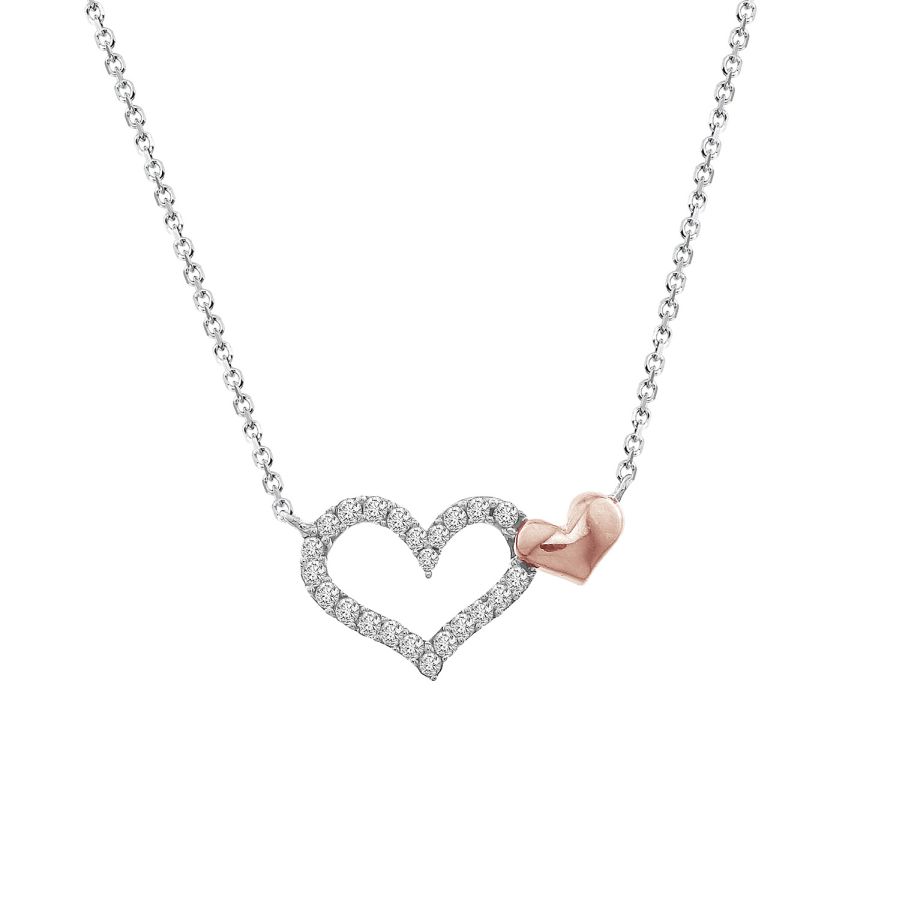 18982990_216444WR.jpg LADIES NECKLACE 0.10CT ROUND DIAMOND 10K WHITE/ROSE GOLD - Image 1