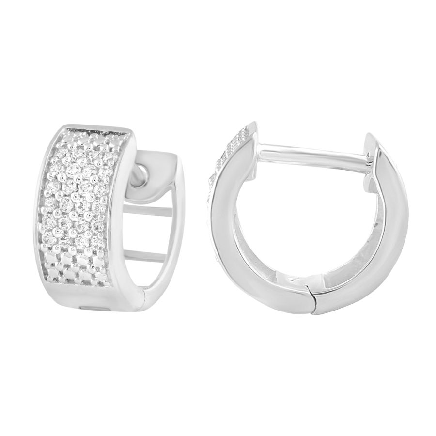 18983142_243046W.jpg MEN'S HOOP EARRINGS 0.15CT ROUND DIAMOND 10K WHITE GOLD - Image 1
