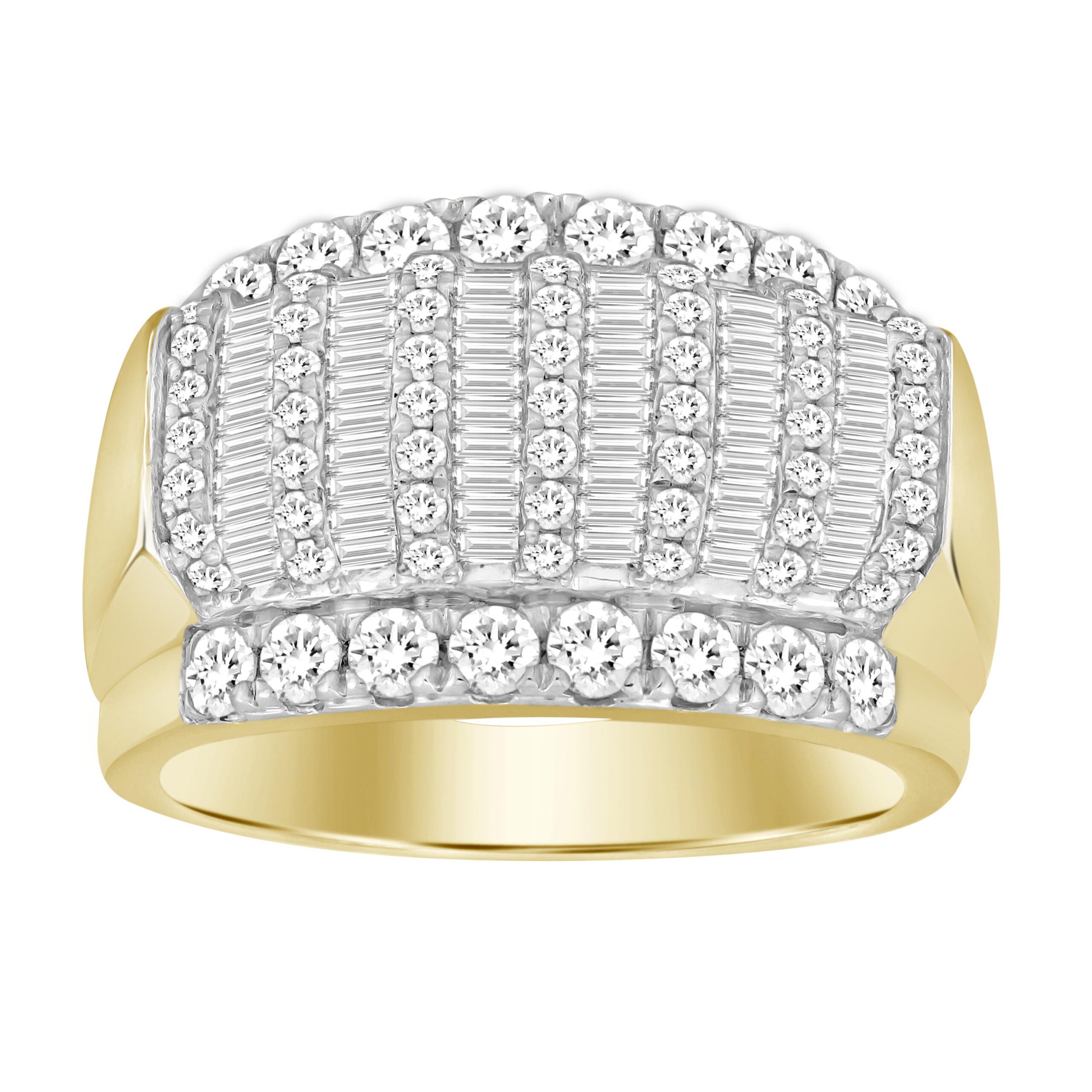 18983199_253462Y.jpg MEN'S BAND 2.00CT ROUND/BAGUETTE DIAMOND 10K YELLOW GOLD - Image 1