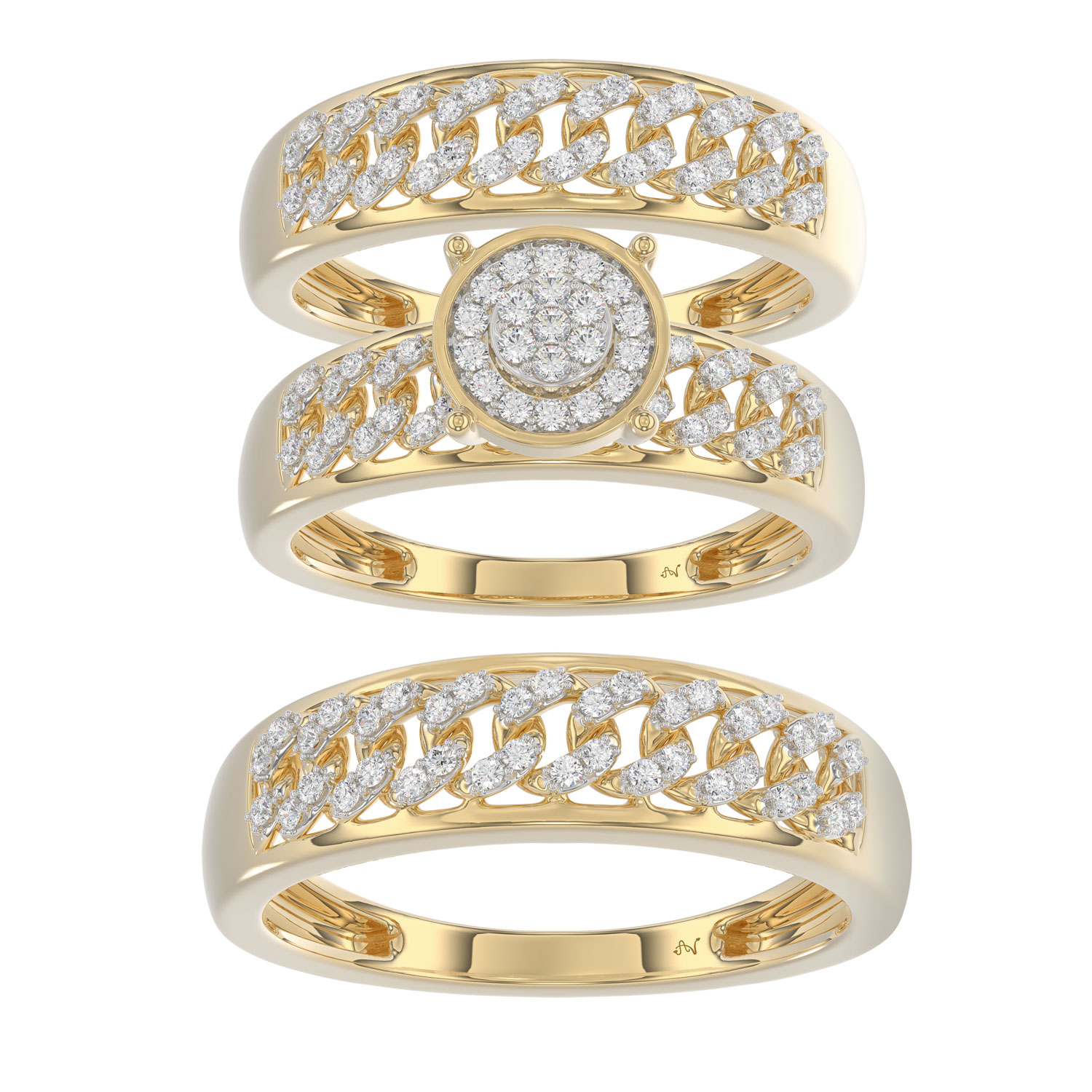 18983213_258477Y.jpg LADIES TRIO SET 0.50CT ROUND DIAMOND 10K YELLOW GOLD - Image 1