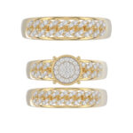 LADIES TRIO SET 0.50CT ROUND DIAMOND 10K YELLOW GOLD - Image 5