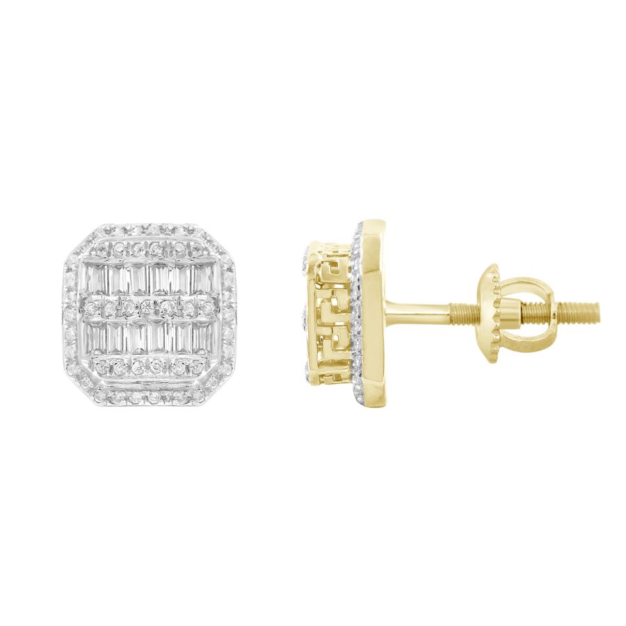 18983266_268506Y.jpg LADIES EARRINGS 0.50CT ROUND/BAGUETTE DIAMOND 10K YELLOW GOLD - Image 1