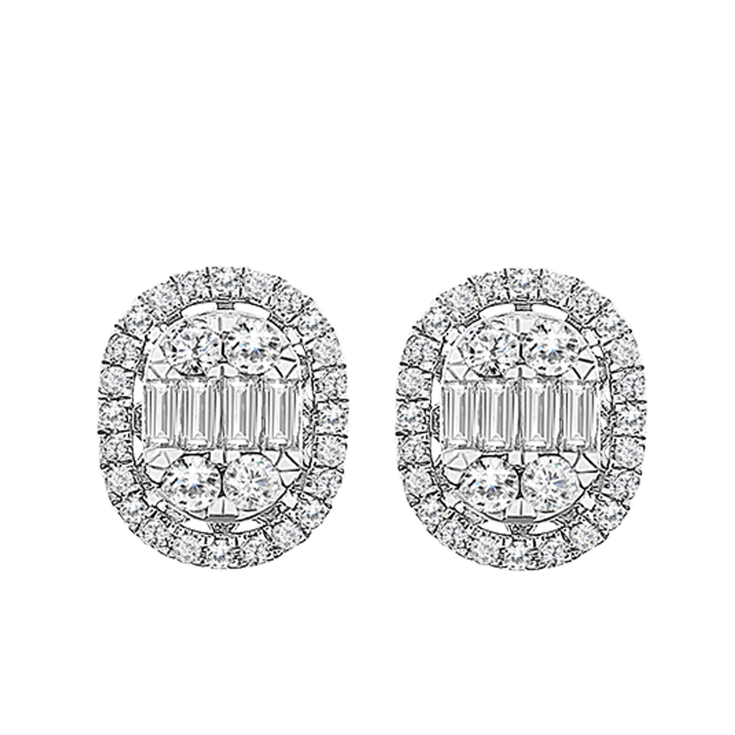 18983282_273549W.jpg LADIES EARRINGS 0.50CT ROUND/BAGUETTE DIAMOND 14K WHITE GOLD - Image 1