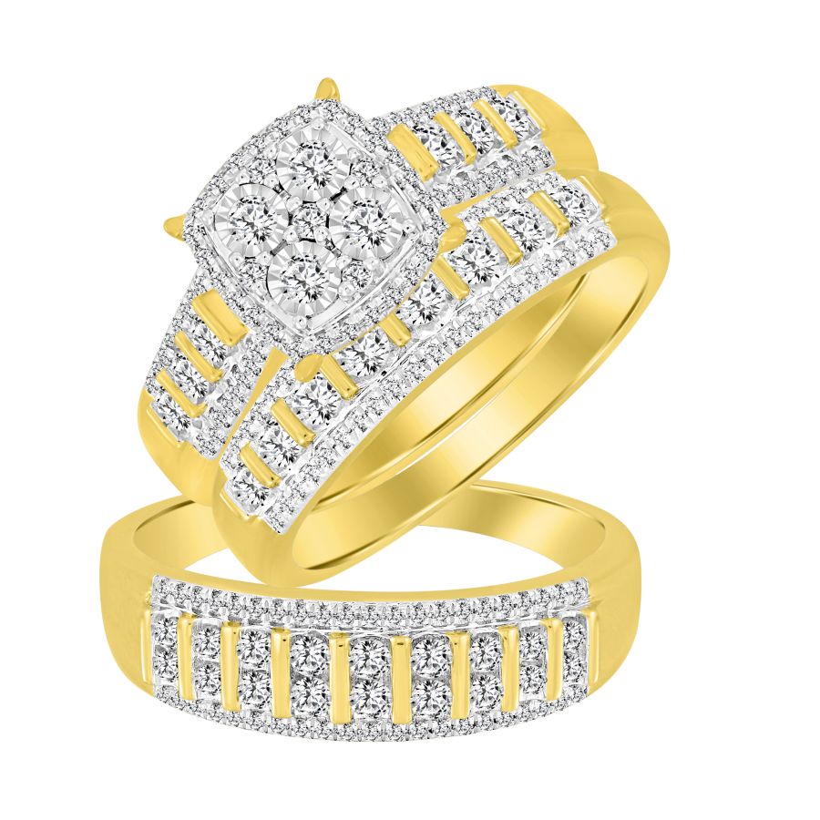 18983328_283120Y-2.jpg LADIES TRIOS SET 1.00CT ROUND DIAMOND 10K YELLOW GOLD - Image 1