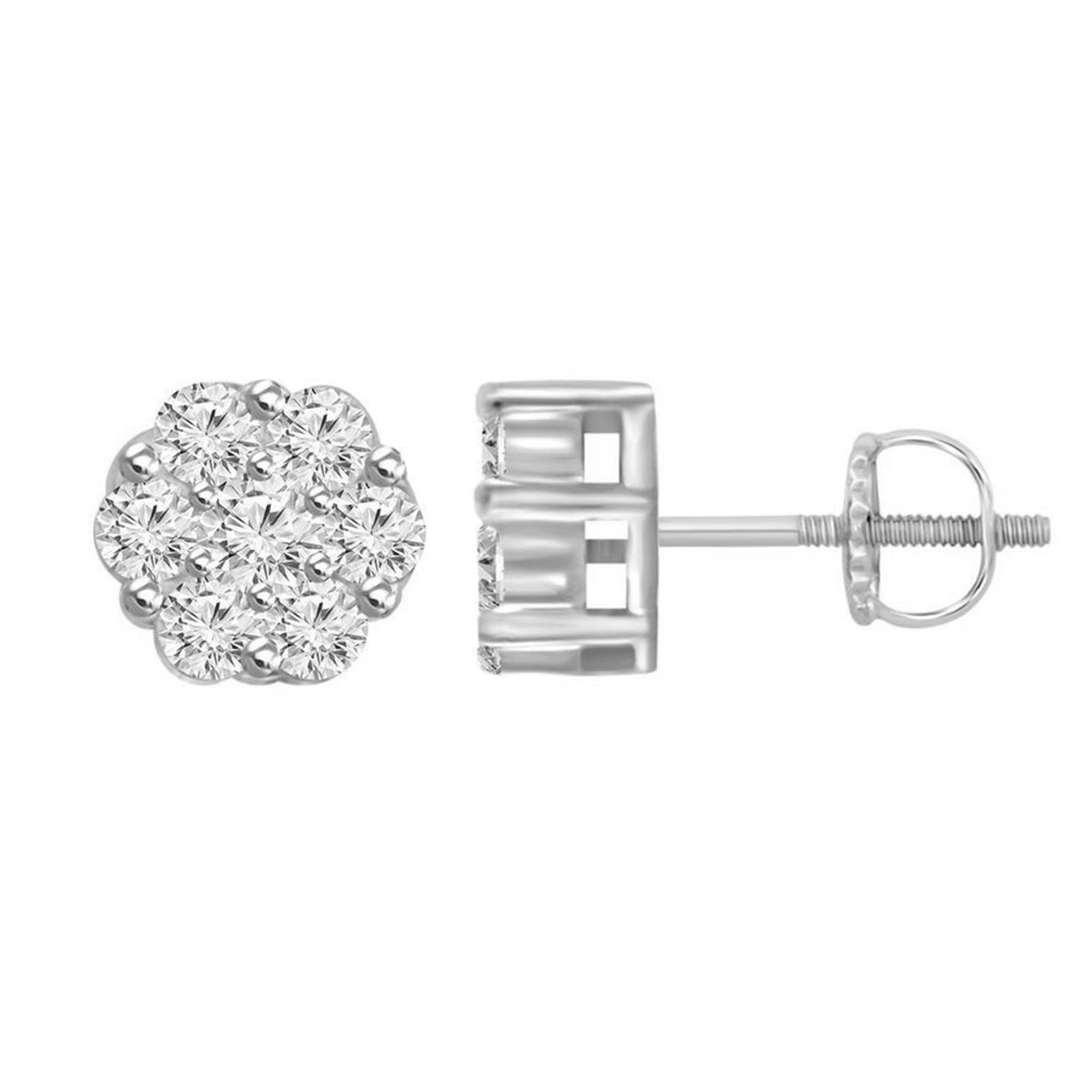 18983477_44219W.jpg LADIES FLOWER EARRINGS 0.15CT ROUND DIAMOND 14K WHITE GOLD - Image 1
