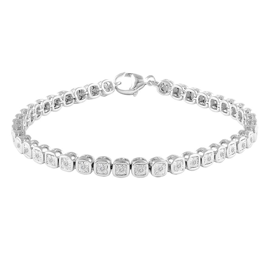 18983627_84822W.jpg LADIES BRACELET 0.25CT ROUND DIAMOND STERLING SILVER/WHITE GOLD - Image 1