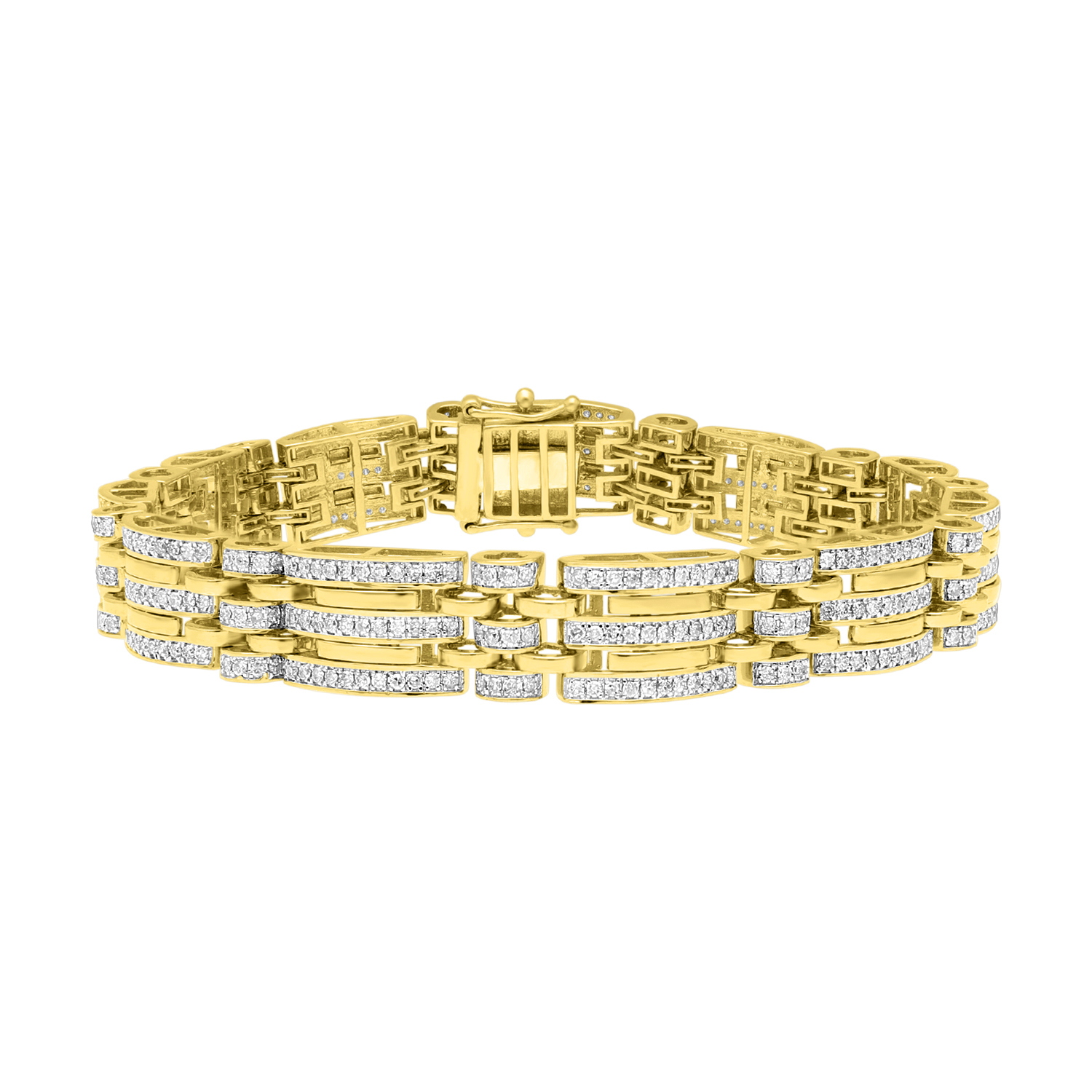 18983640_274324Y.jpg MEN'S BRACELET 3.00CT ROUND DIAMOND 10K YELLOW GOLD - Image 1