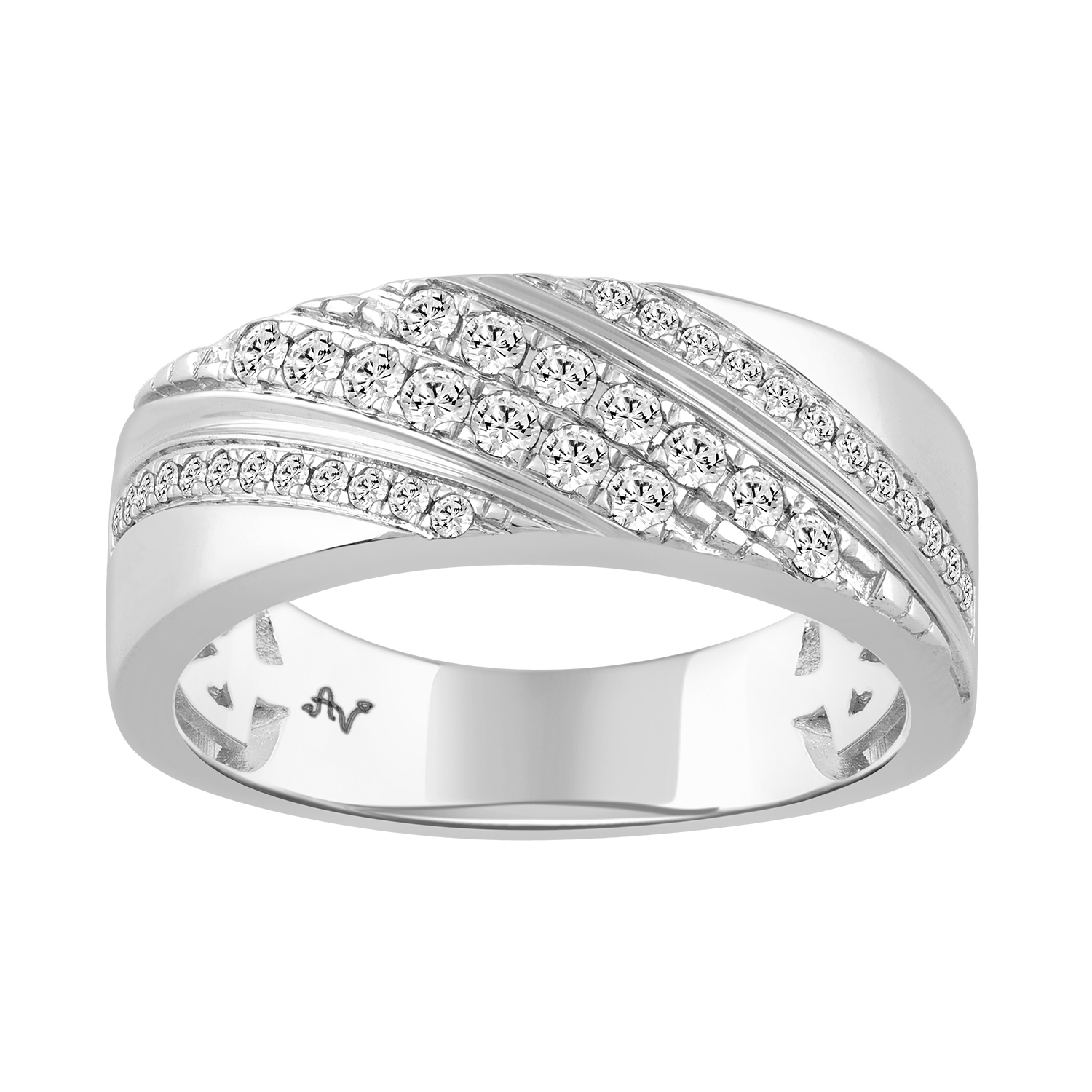 18983904_289119W.jpg MEN'S BAND 0.50CT ROUND DIAMOND 10K WHITE GOLD - Image 1